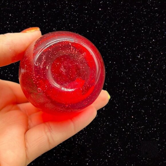Studio Art Glass Red Controlled Bubble Small Bud Vase 5”T 1”W - Picture 3 of 9